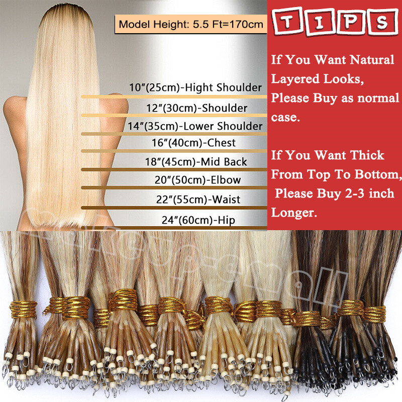 CLEARANCE Nano Ring Real Remy Human Hair Extensions Micro Loop Beads Thick 200S