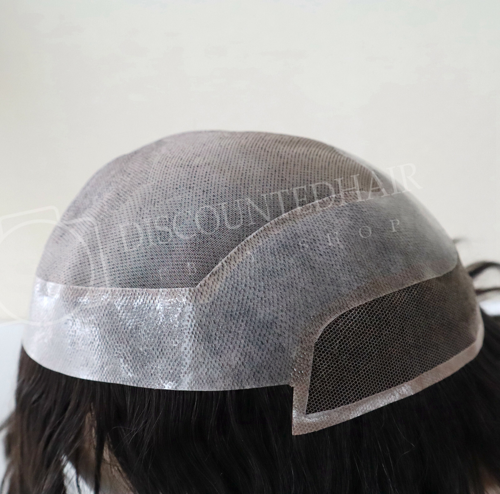 Mens Toupee Human Hair Replacement System Lace Front Mono Center Hairpiece #1B