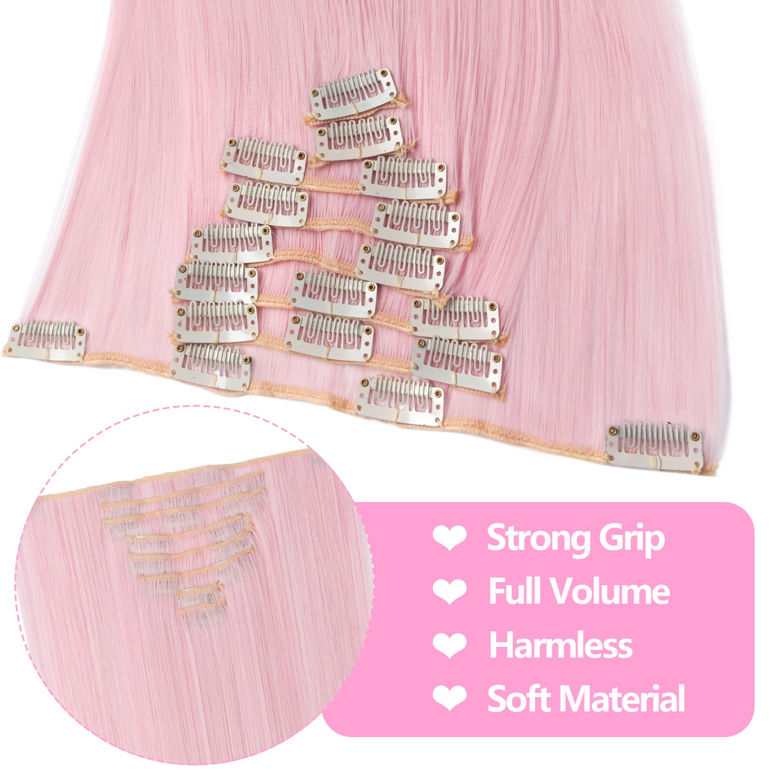 8PCS 18CLIPS THICK 100% Real Natural Clip in AS Human Hair Extensions Full Head
