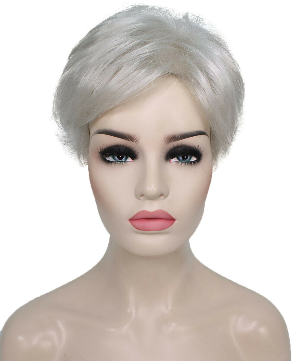 Dorothy – Straight Kanekalon Synthetic Fiber Full Wig, 2-4.5 in, Silver Grey