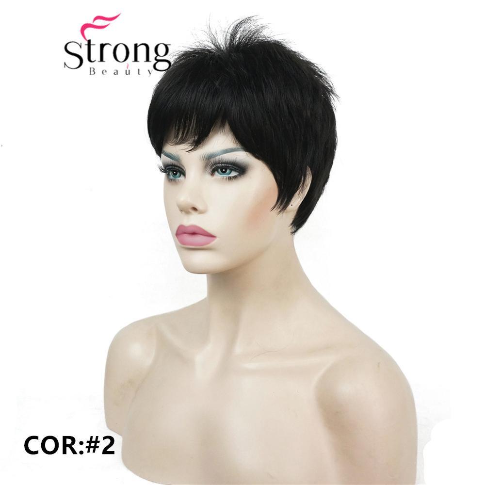 Super Short Layered and Spikey Blonde Black Shaggy Synthetic Wig Women Wigs
