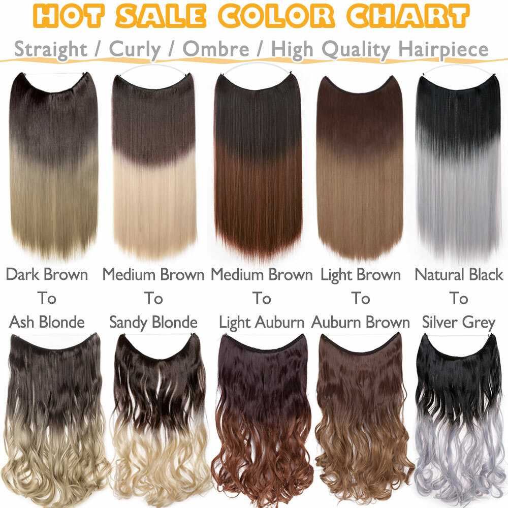 Secret Helos Wire Hair Extensions Invisible Headband Ombre Thick As Human 20/24″