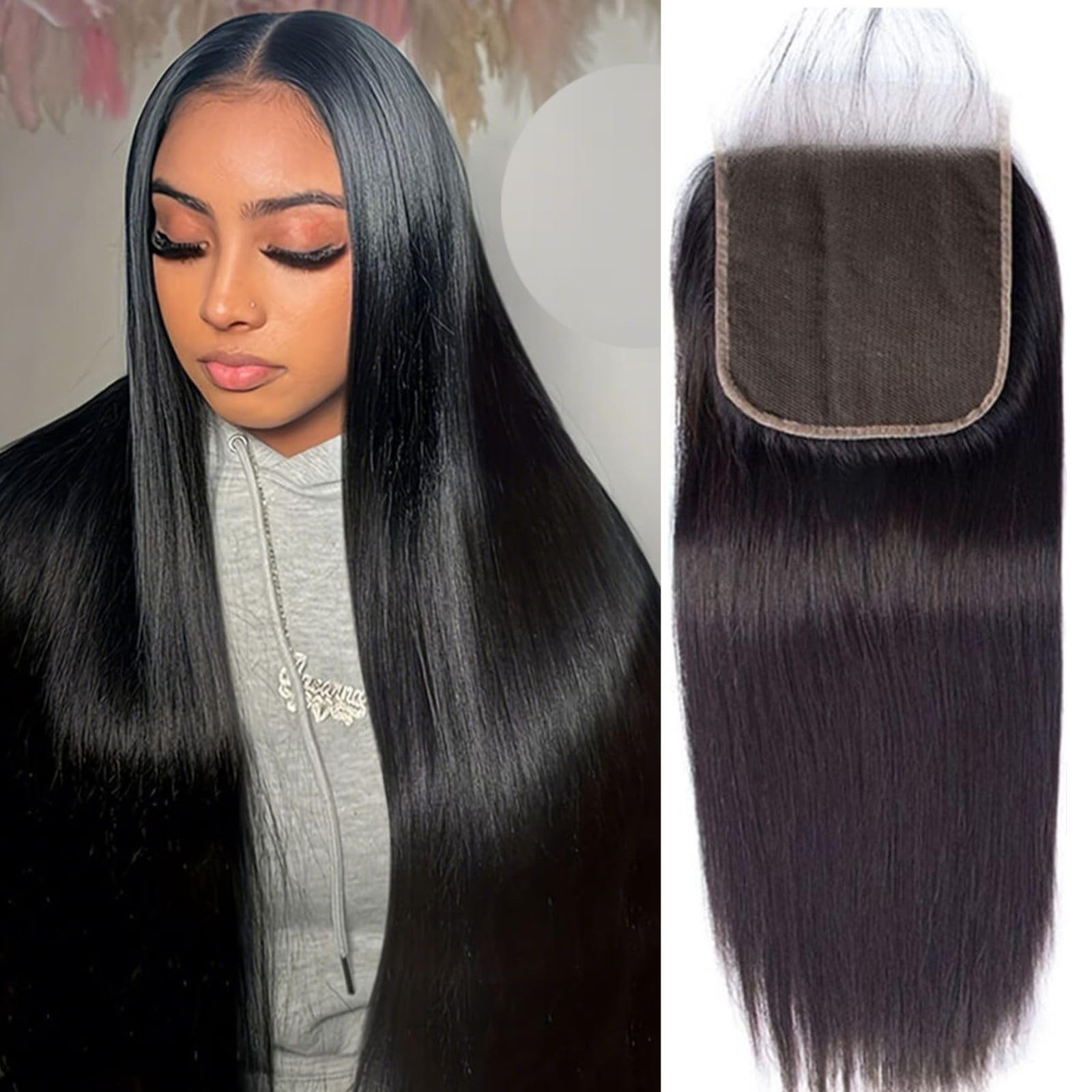 Itafprv 4X4 Hd Lace Closure Human Hair Straight Part Closure Invisible Skinlike