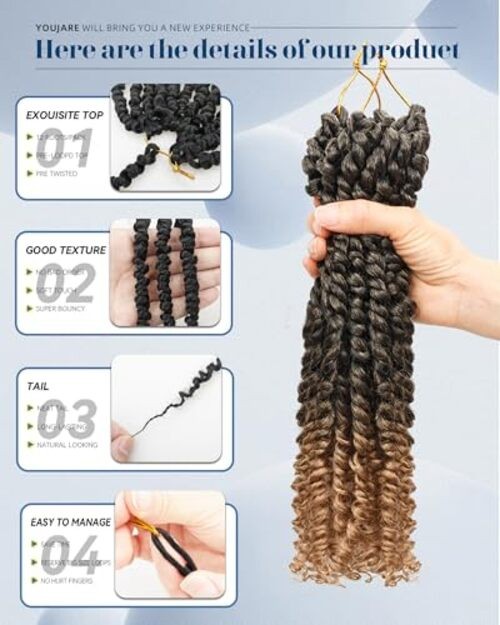 Pre-looped Passion Twist Crochet Hair 14 Inch 8 14 Inch (Pack of 8) T27