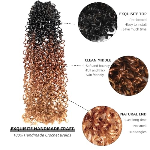 210 Strands Yanky Twist Crochet Hair Pre Looped 14 14 Inch (Pack of 7) T1 30 27