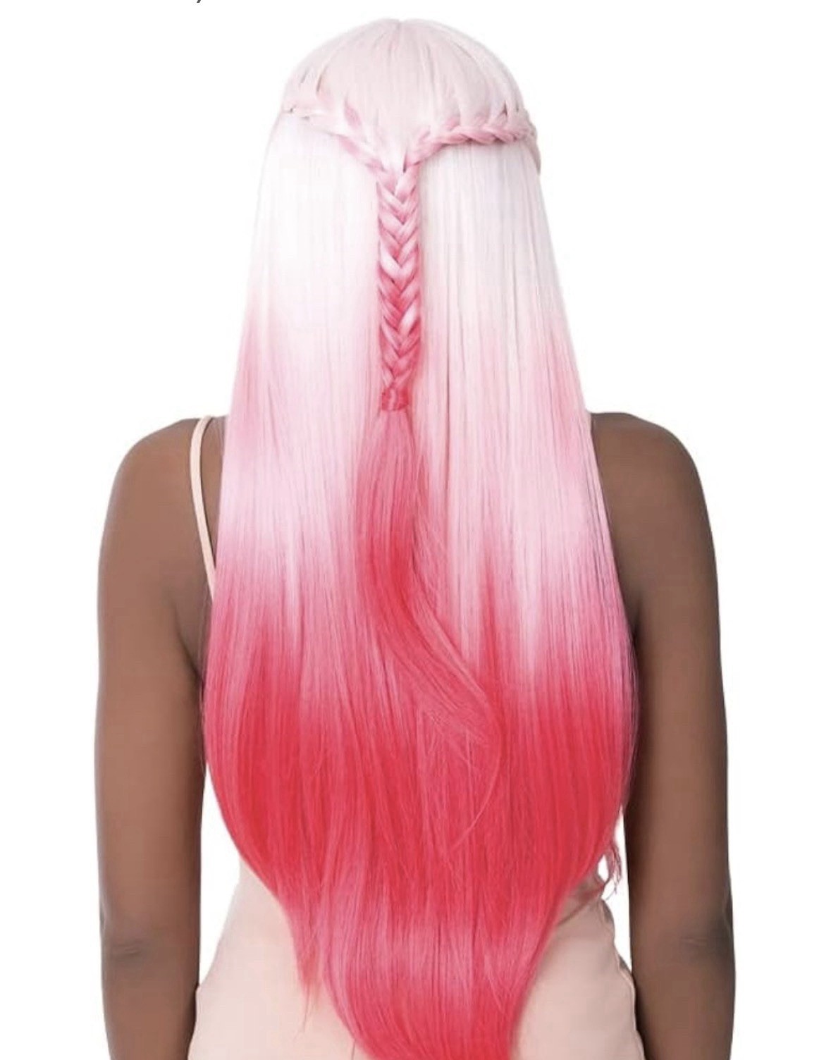 It’s A Wig Synthetic Pre-Braied 4″ Deep Center Parting Lace Front Wig Pink Ombré