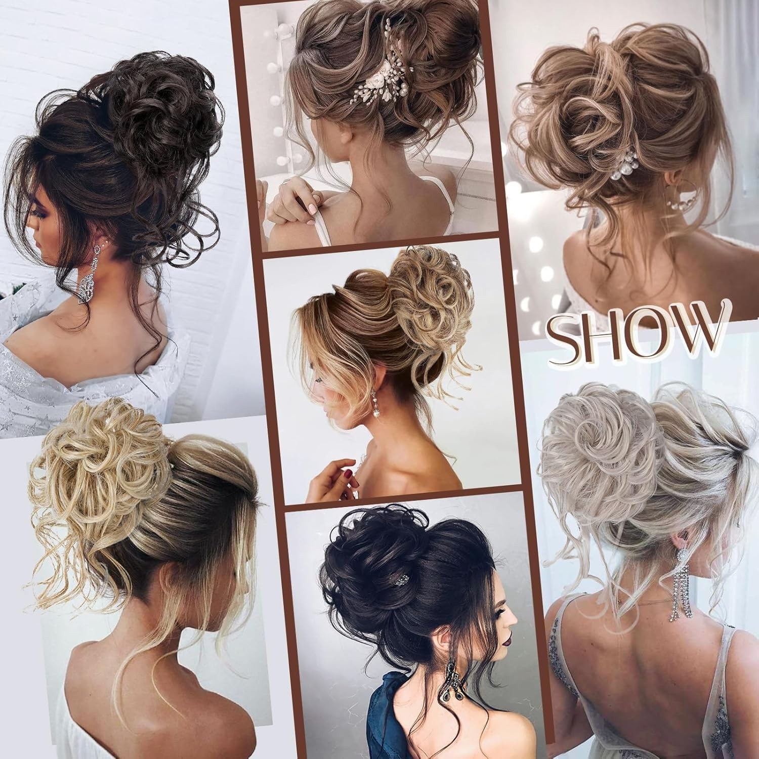 Secure Claw Clip Messy Bun Extensions – Soft Wavy Curly Hair Piece in Dark Brown
