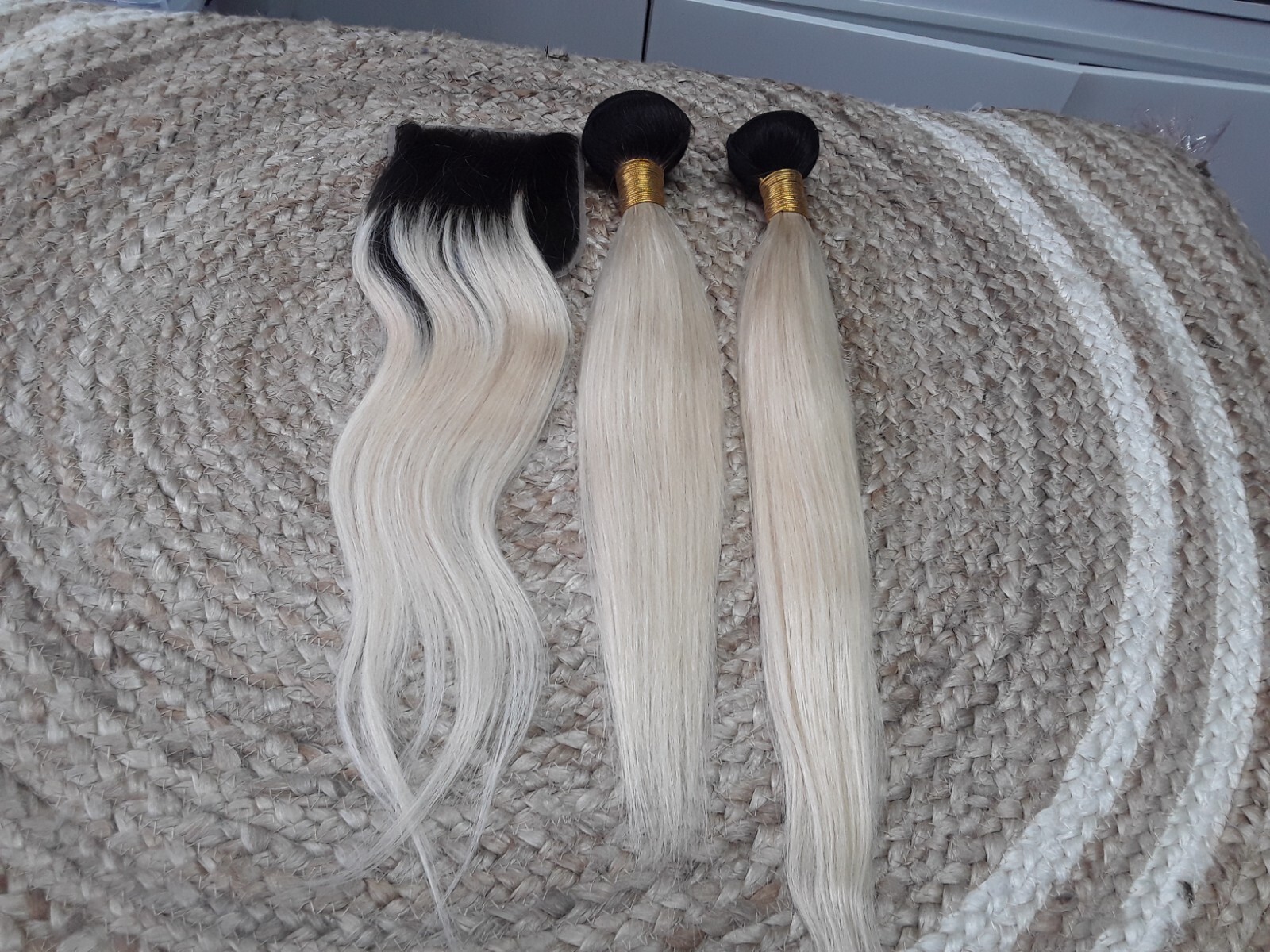 1B/613# ROOT OMBRE PERUVIAN HUMAN HAIR 16+18&16 SILK BASE CLOSURE STRAIGHT 250g