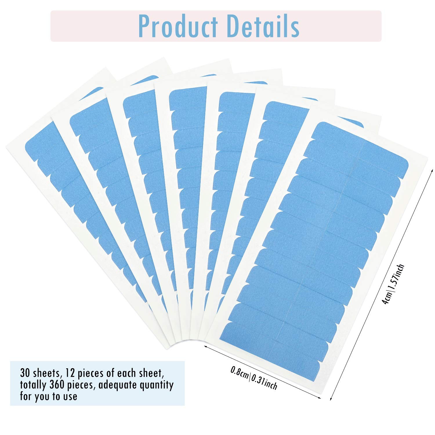 Blulu 360 Pcs Blue Hair Extension Tape Tabs Bulk Double Sided Strong Adhesive…
