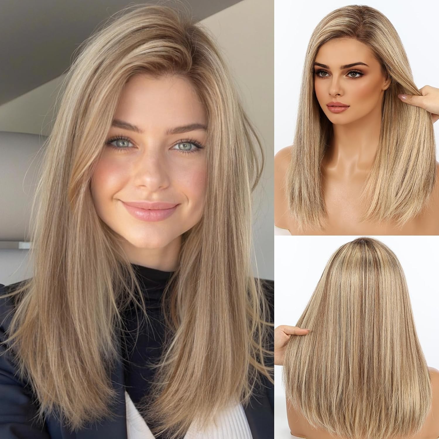 Warm Blonde Mixed Light Brown 100% Human Hair Wig 13×4 Lace Front Wig