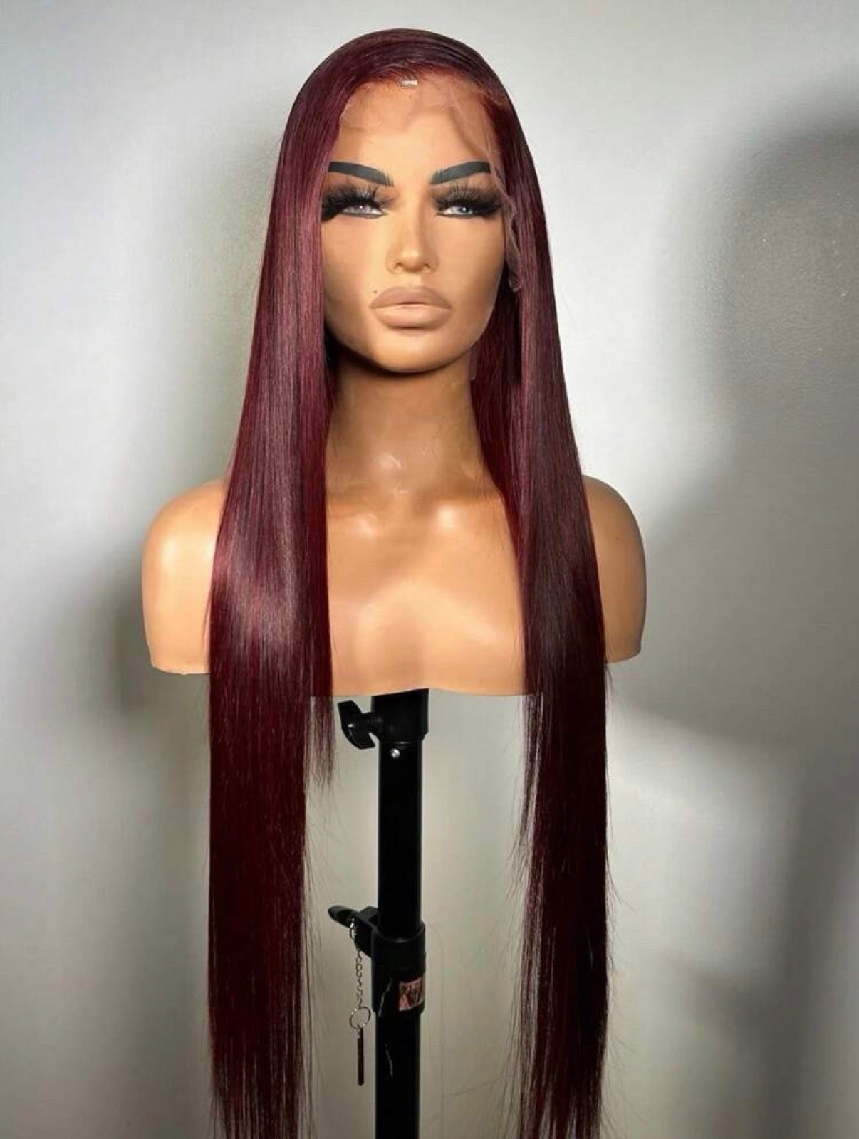 Lace Front Long Straight Burgundy Wig for Women, 20in 13*4