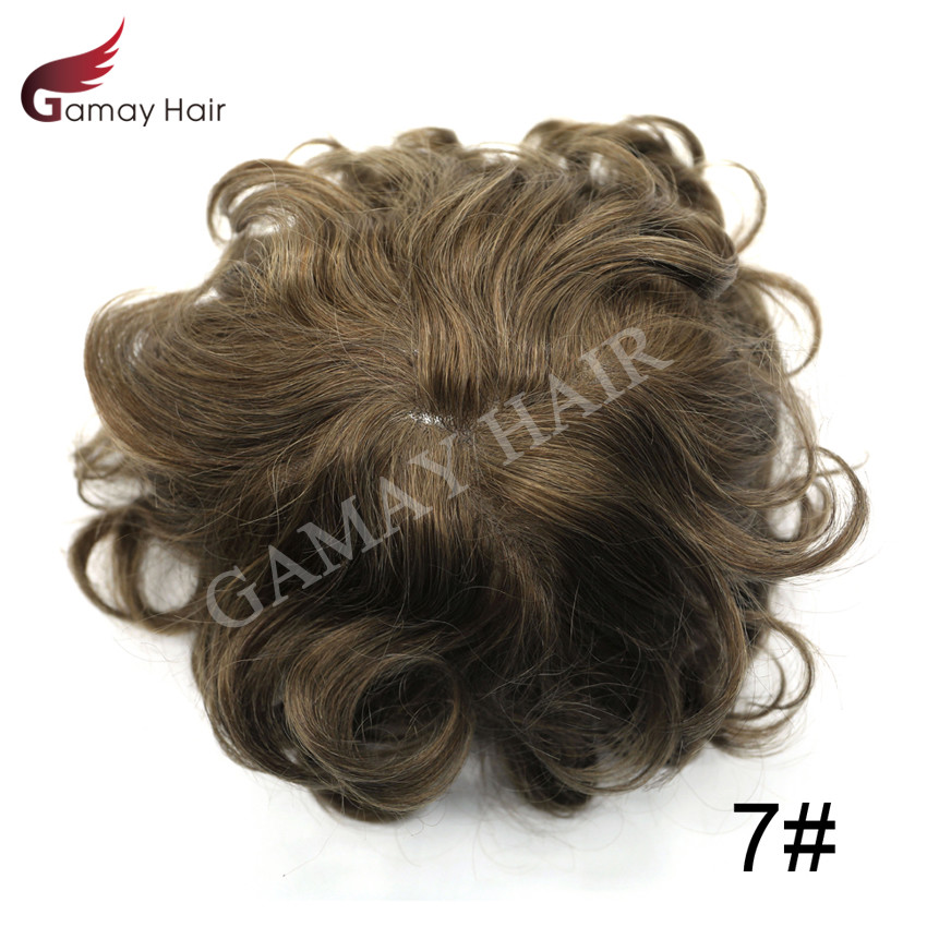 Ultra Thin Skin Mens Toupee Hairpieces Poly PU Human Hair Replacement System Wig