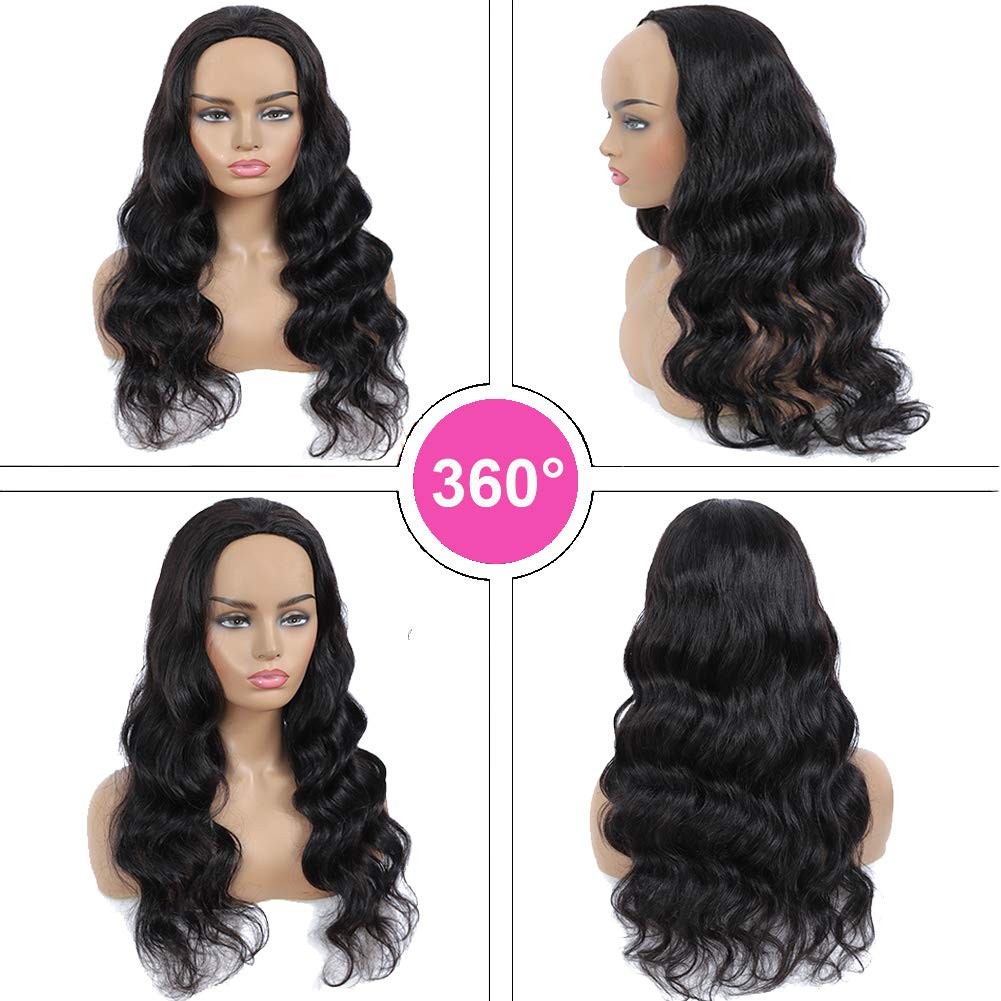 Urbeauty Body Wave Human Hair Half Wigs For Black Women 16 Inch 3 In 1 Half Wig
