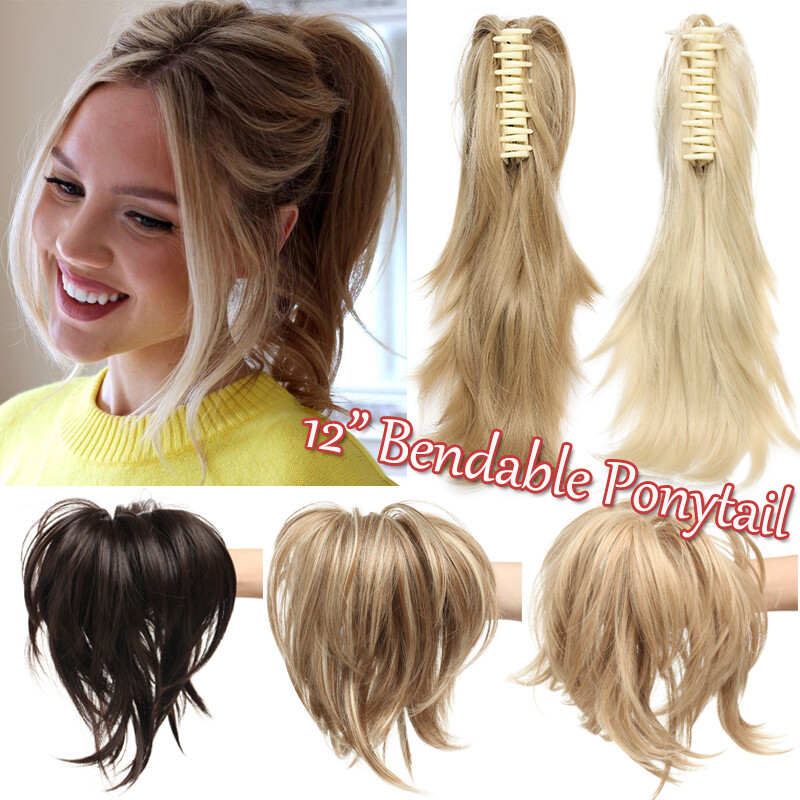 Layered Bendable Claw Clip Pony Tail Clip in Hair Extension Ponytail Extensions