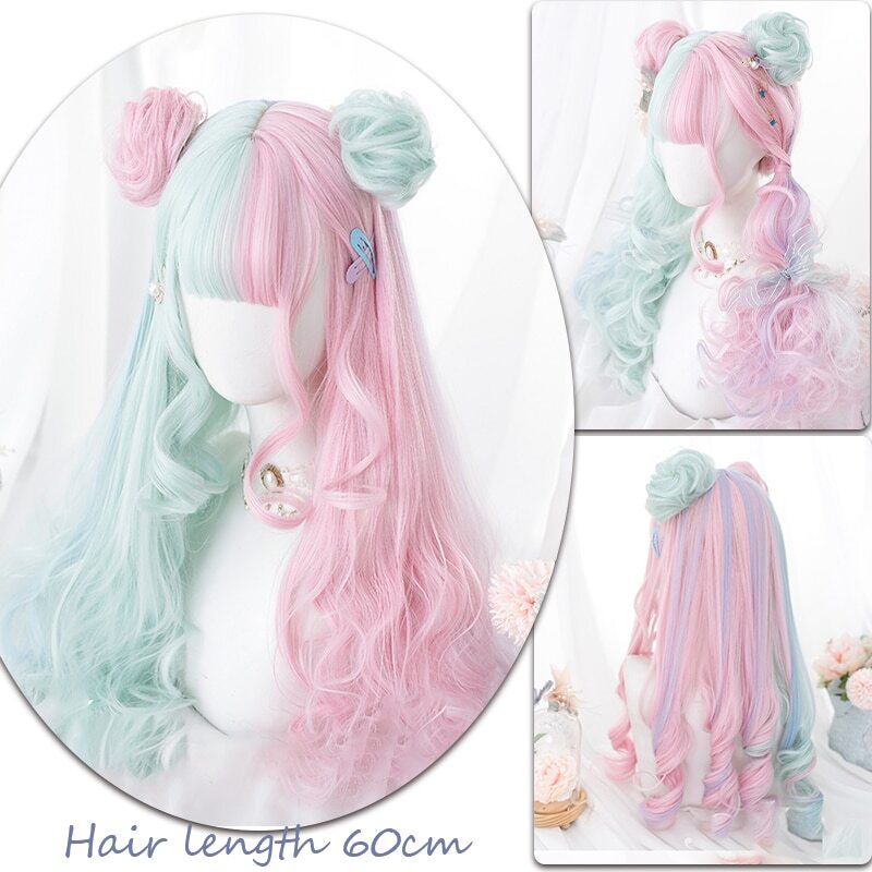 Synthetic Women’s Halloween Wig Cute Wig Black Purple Blonde Red Pink Blue