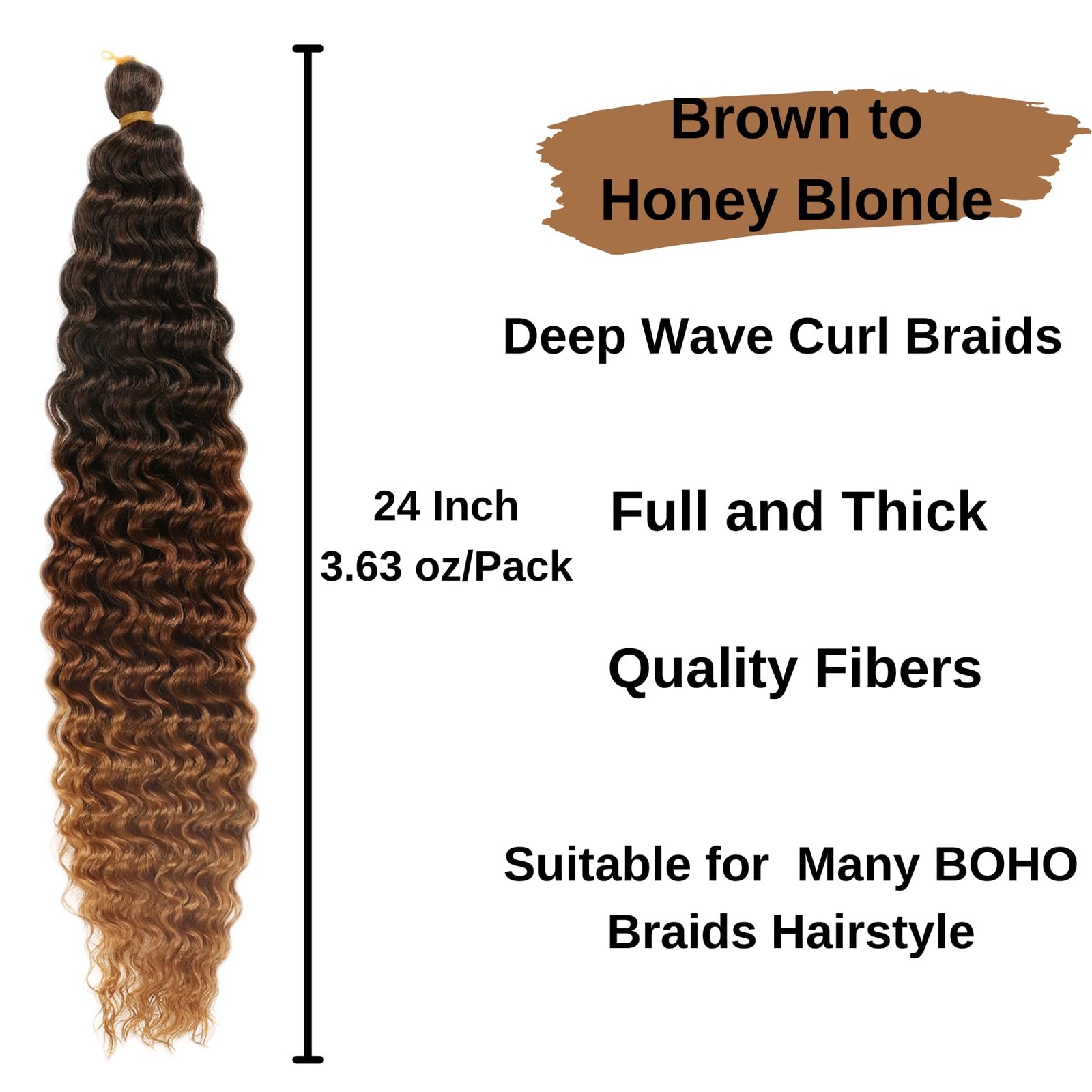 Ombre 1B/30/27 Braiding Hair Pre stretched Brown to Honey Blonde Boho Hair fo…