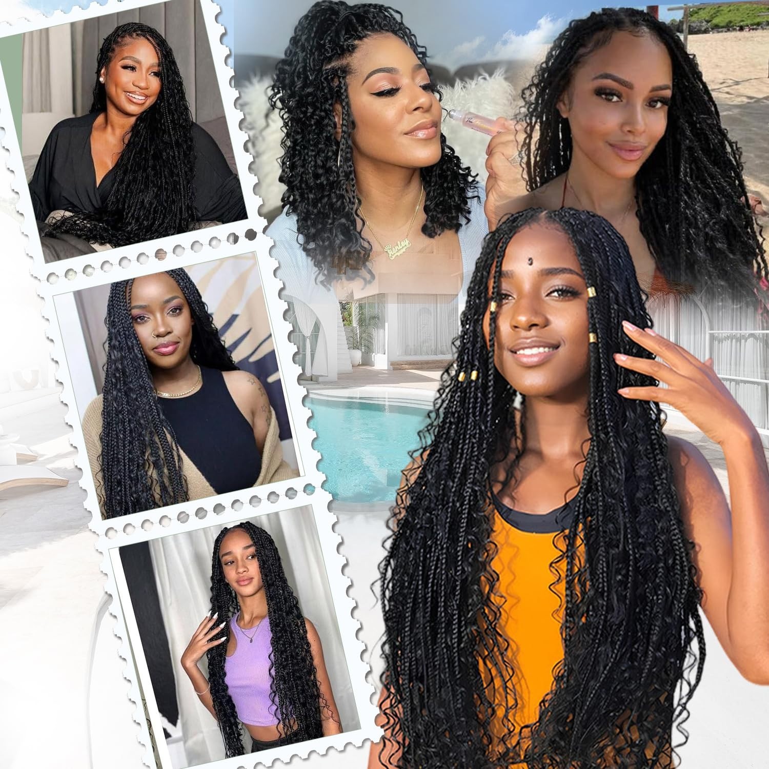 12 Inch Goddess Box Braids Crochet Hair 8 Packs Pre-Looped Bohemian Braiding Hai
