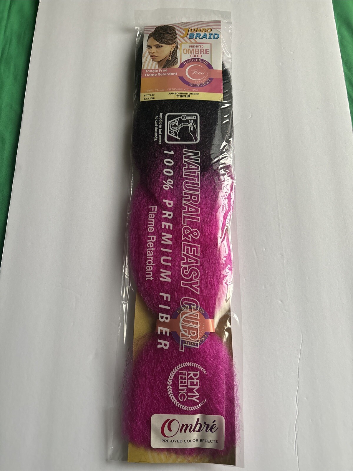 jumbo braid premium soft hair. Remy Feeling Plum Colored Ombré TT1B/plum
