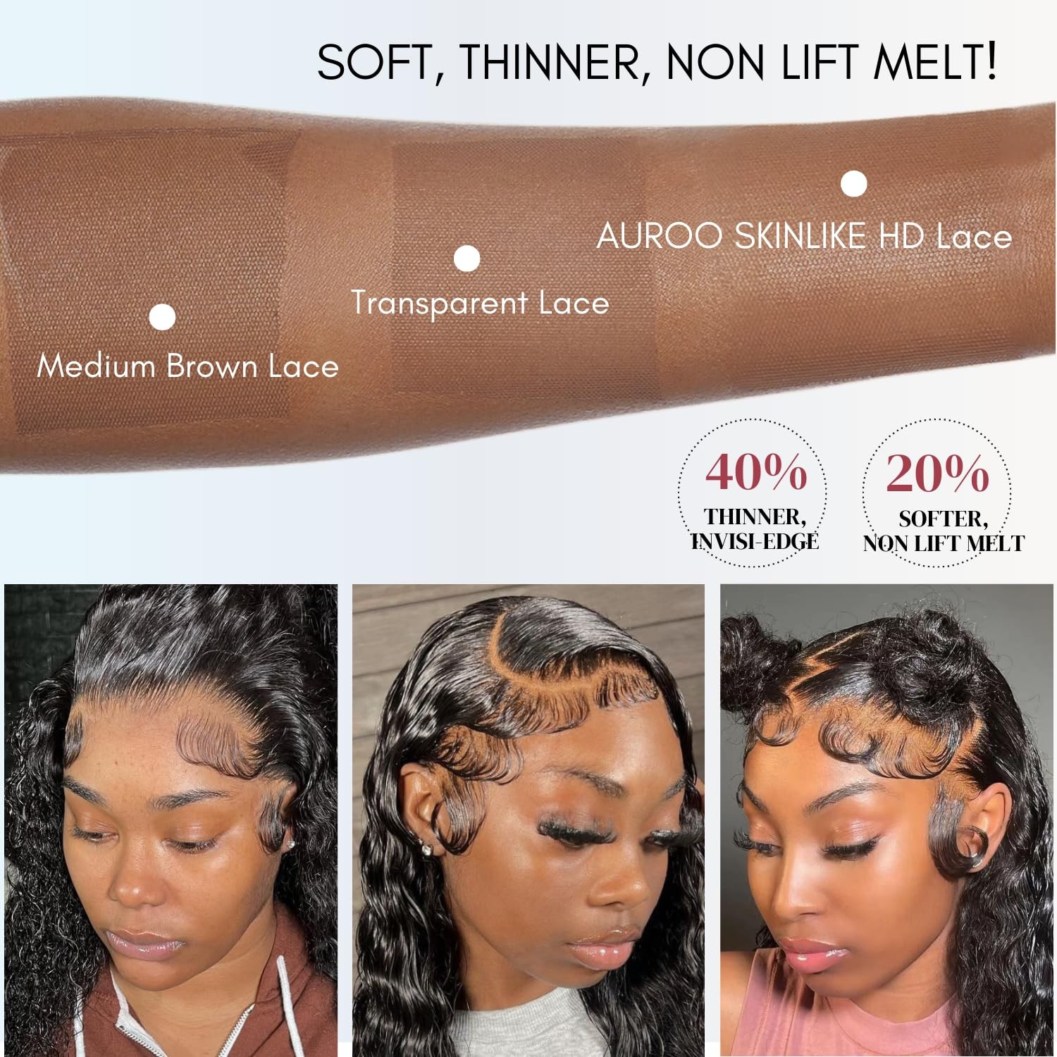 Auroo Water Wave 4X4 Skinlike Real Hd Lace Closure Only Single Knot Human Hair