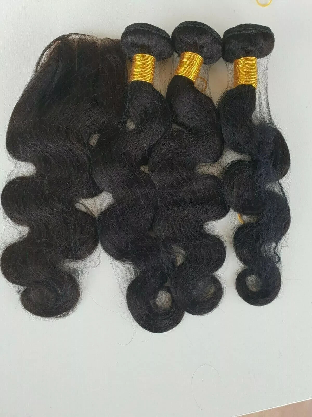13A BRAZILIAN VIRGIN HUMAN HAIR BODY WAVE BUNDLE 18+18+18&18INCH 4X4 CLOSURE 1B#