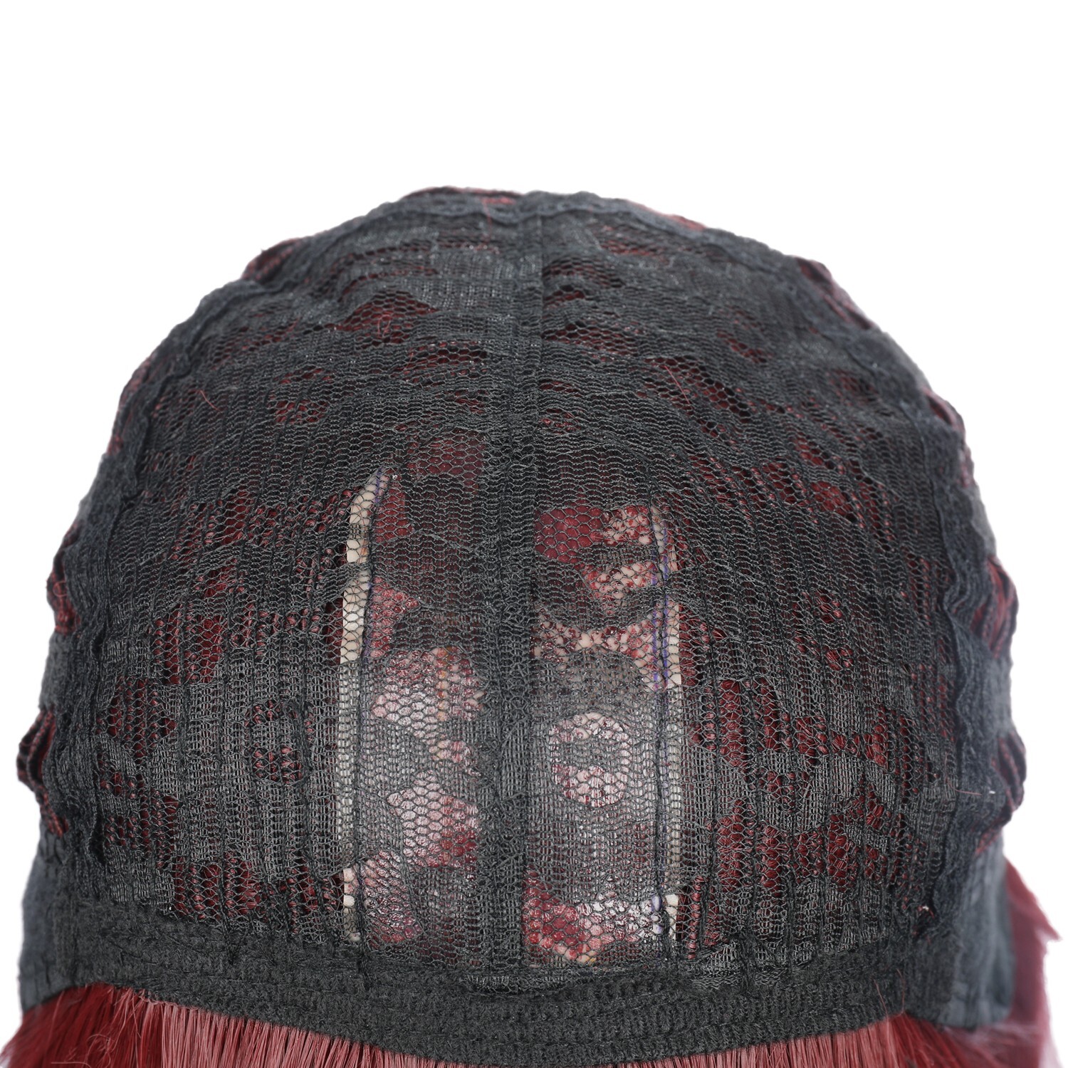 21in Wine Red High Temperature Fiber Hair Wigs With Bangs Women Hairpieces Beaut