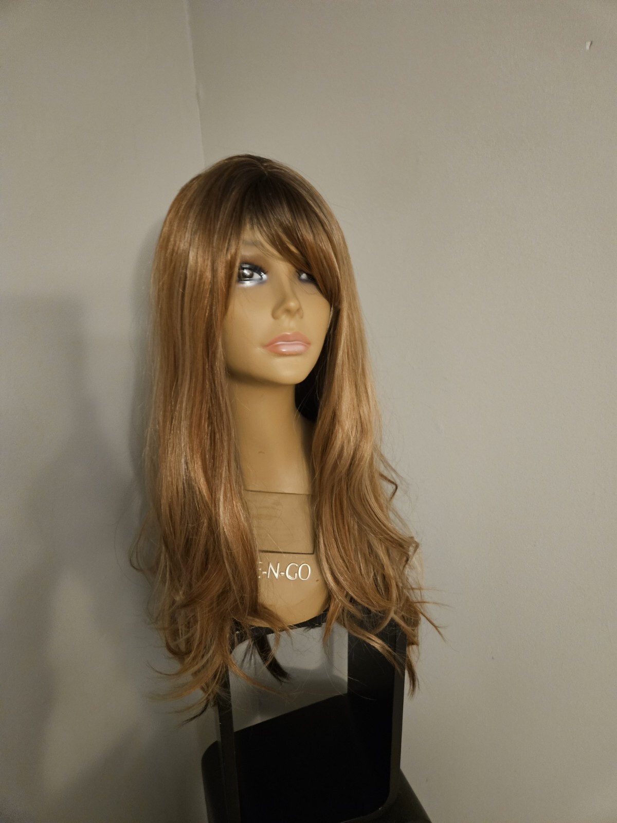 SUPER LONG LAYERED MIXED BROWN AUBURN BLONDE BANGS WAVY WIG