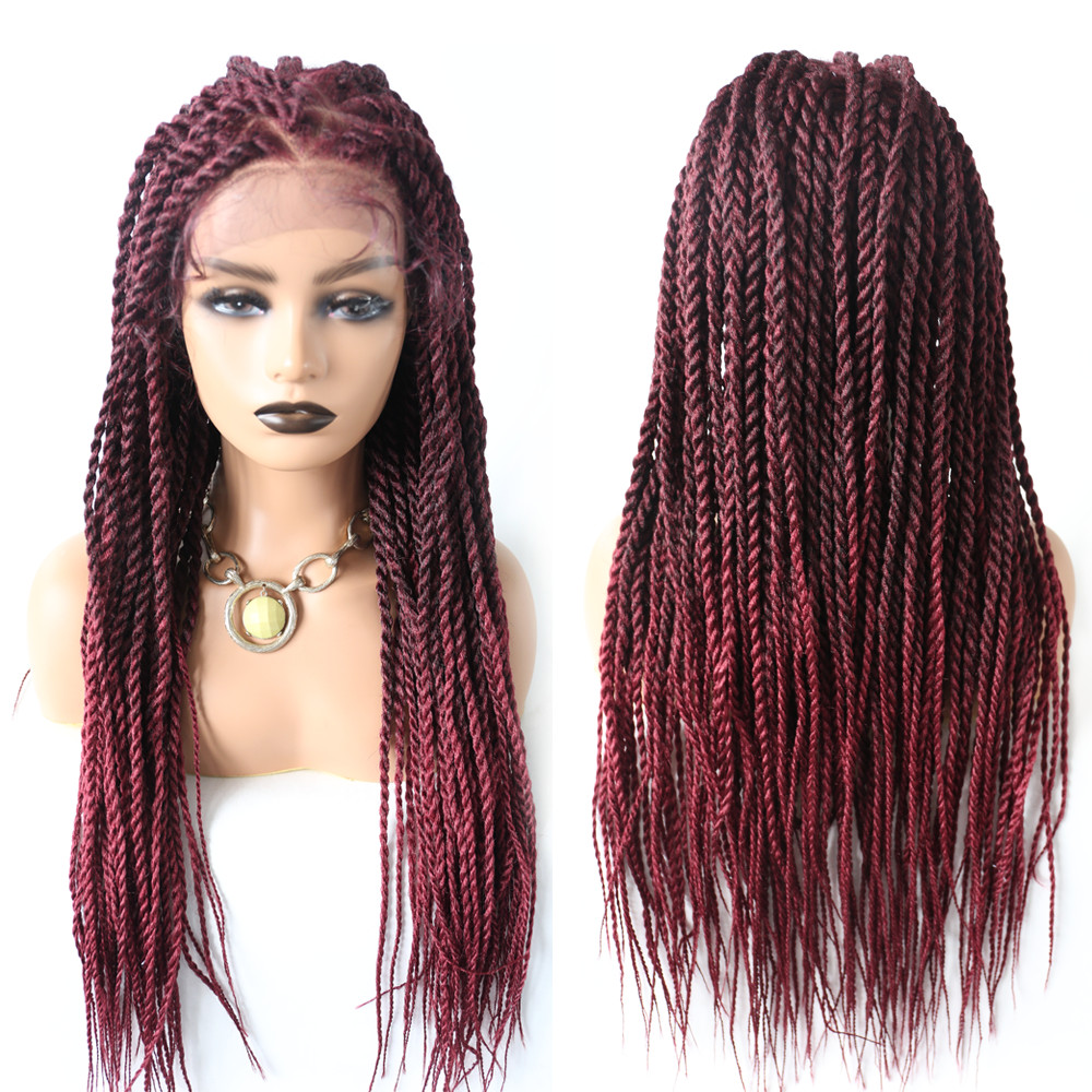 Twist Braids Women Wigs Swiss Lace Front Hand Braided Wig Lightweight Long Hair