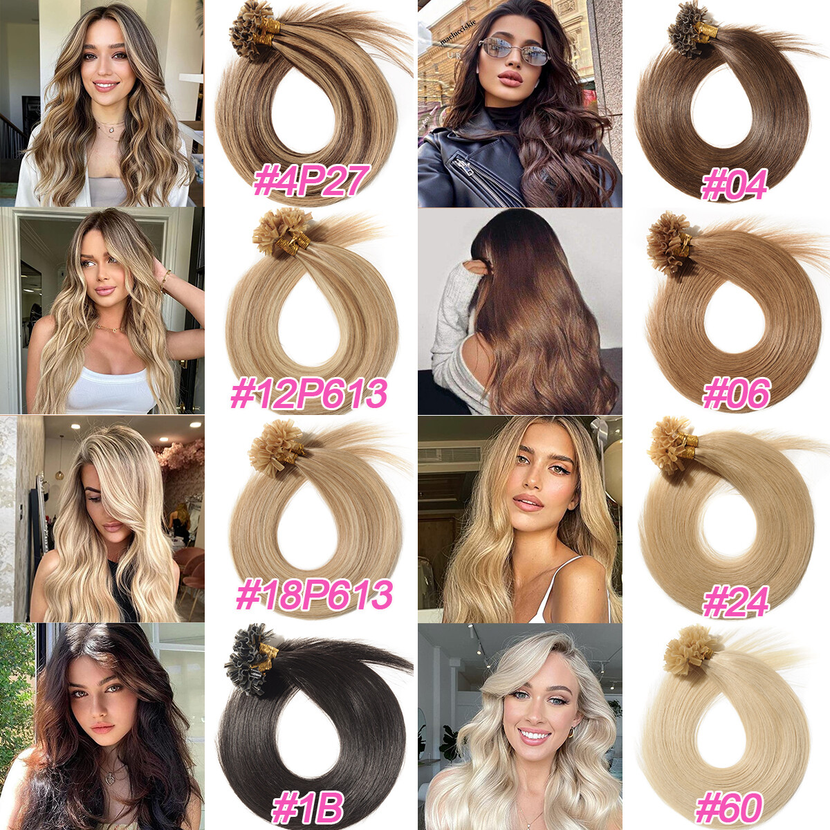 100% Real Keratin Pre Bonded Nail U Tip Remy Human Hair Extensions 14″-24″ THICK