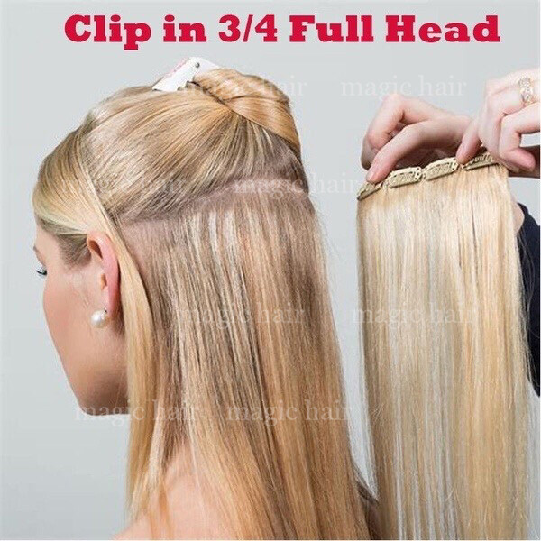 THICK One Piece Clip in Remy Human Hair Extensions 3/4Full Head Any Colors Ombre