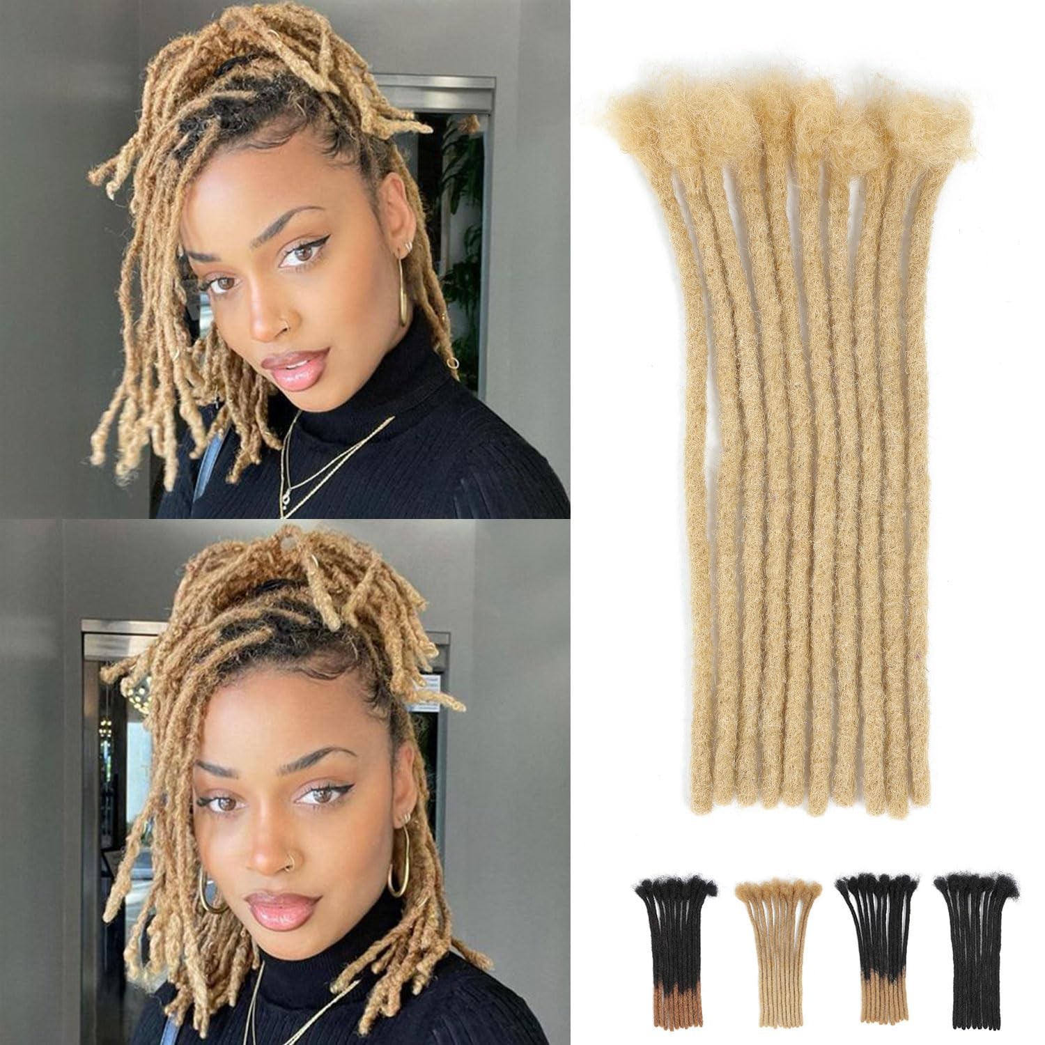 Monsenbraid 14Inch Dreadlock Extensions Loc Extensions Human Hair 0.6Cm 100