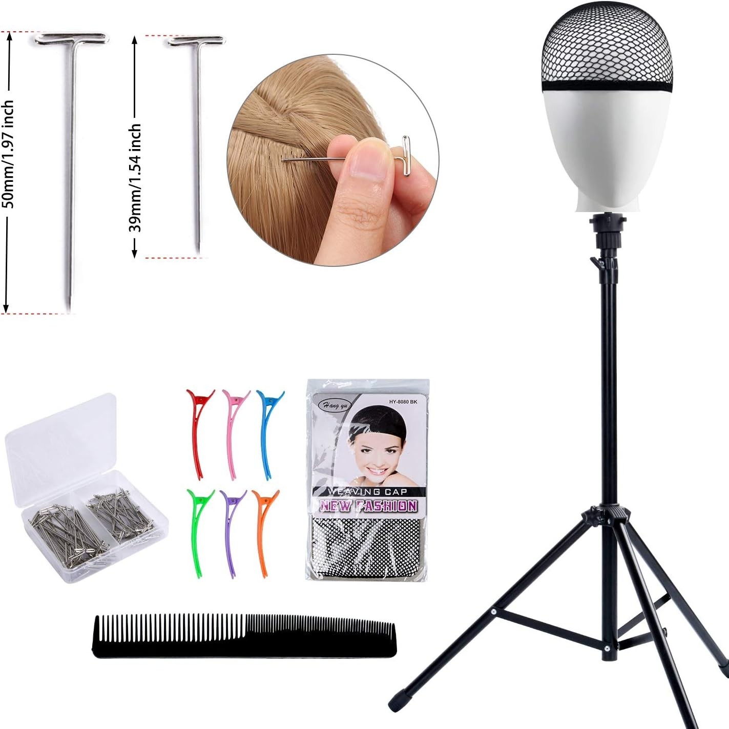 Adjustable Wig Stand Tripod for Cosmetology Training with Carrying Bag Included