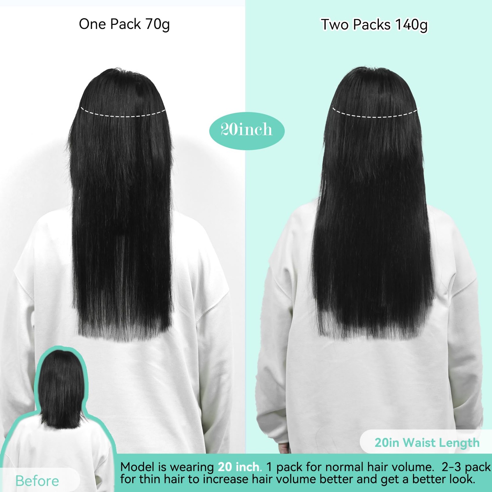 Light Brown Clip in Hair Extensions Real Human Hair, 20 Inch 75g 7pcs Brown H…