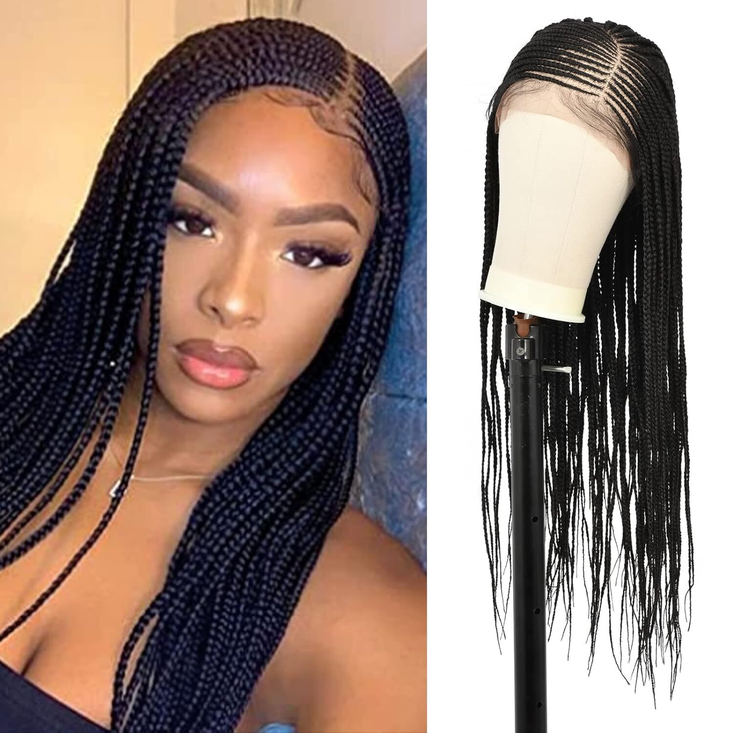 13X6″ Lace Front Braided Wigs for Women Cornrow Box Braid Wigs with Baby Hair