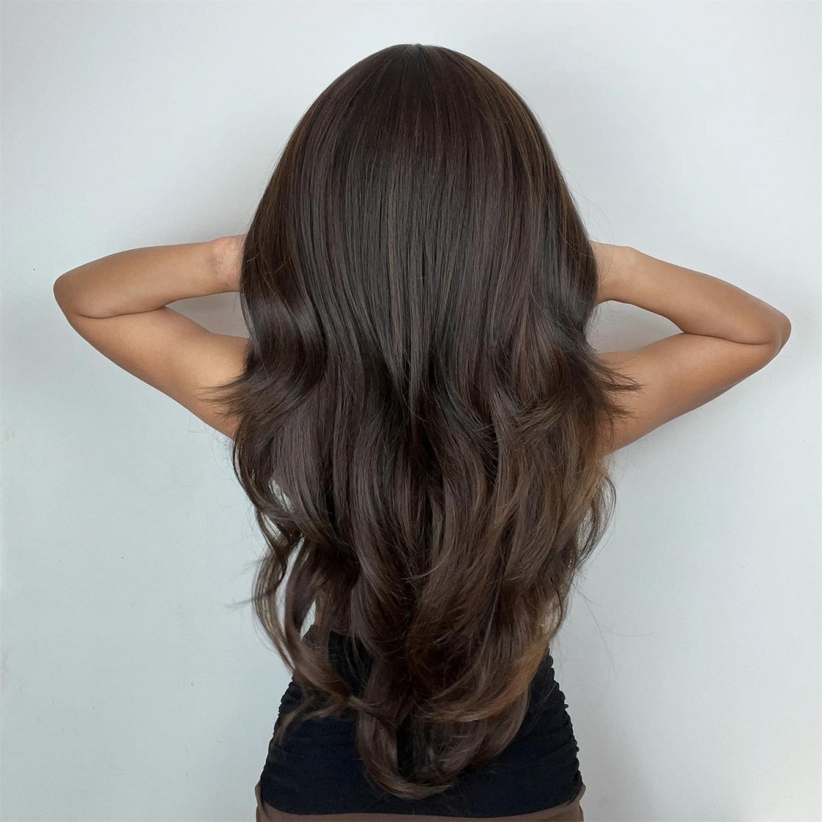 Mixed Brown Heat Resistant Synthetic Hair Cosplay Wigs With Fringe Long Wavy