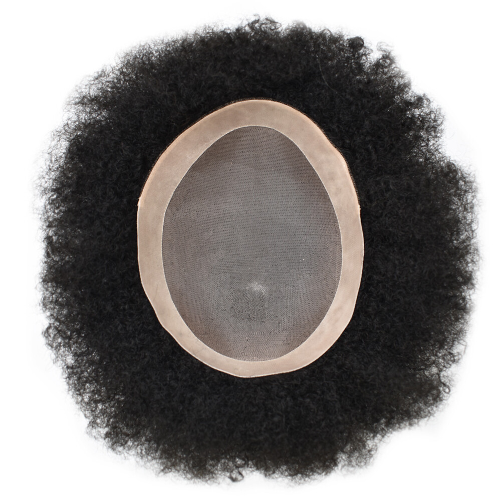 Hair Units for Black Men Afro Kinky Curly Fine Mono Lace Men Toupee Hair System