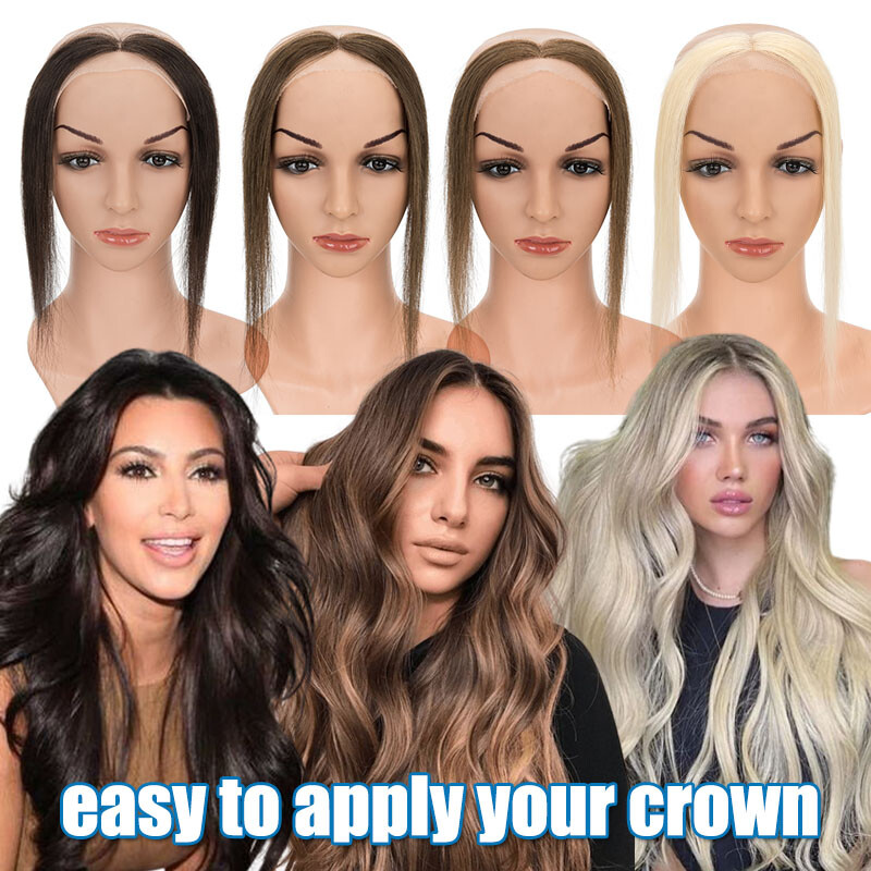 Hand-Tied Cover-up Human Hair Swiss Lace Hairline Hair Topper Forehead Hairpiece