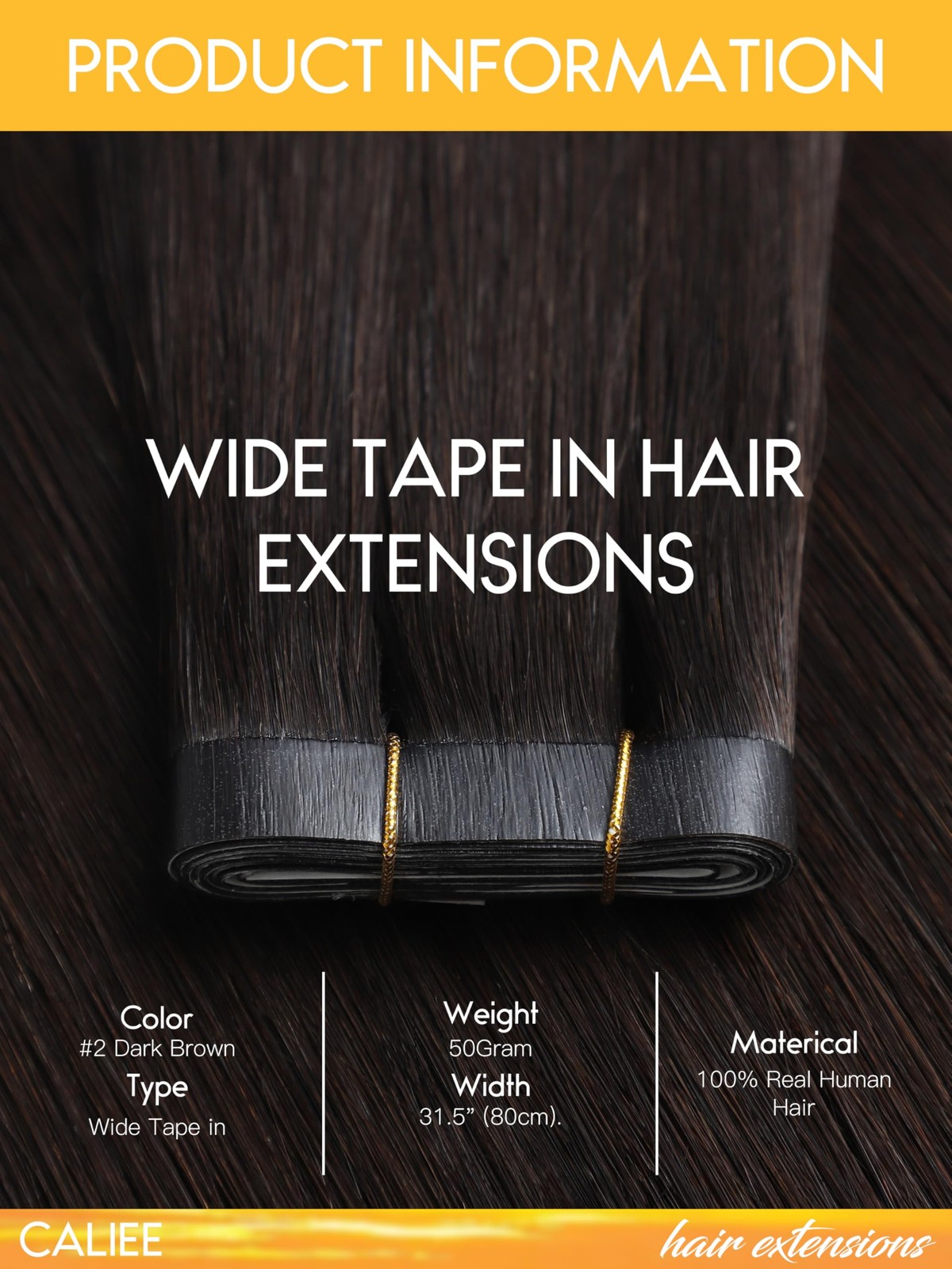 Caliee One Piece Tape In Hair Extensions Color 2 Darkest Brown Hair Extensions