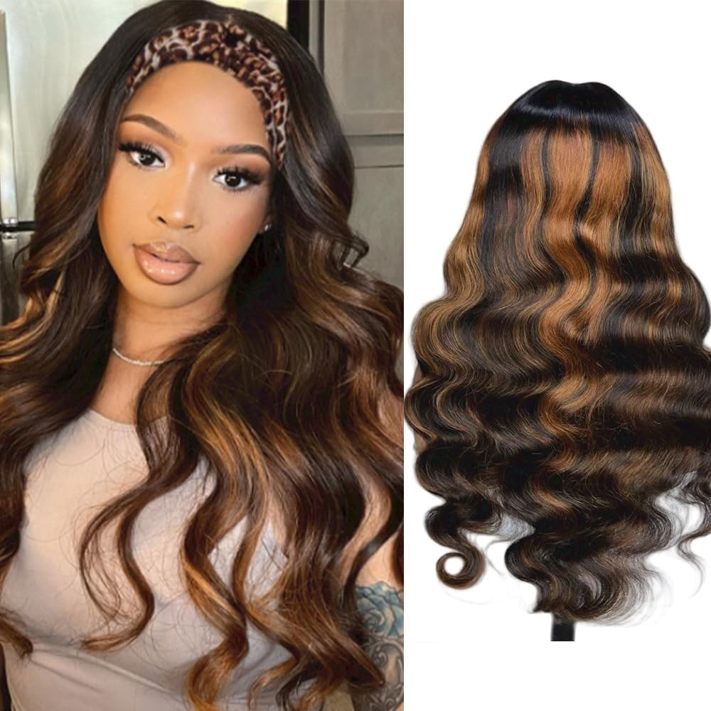 Prisyfab Headband Wig Human Hair Body Wave Headband Wigs For Black Women Human
