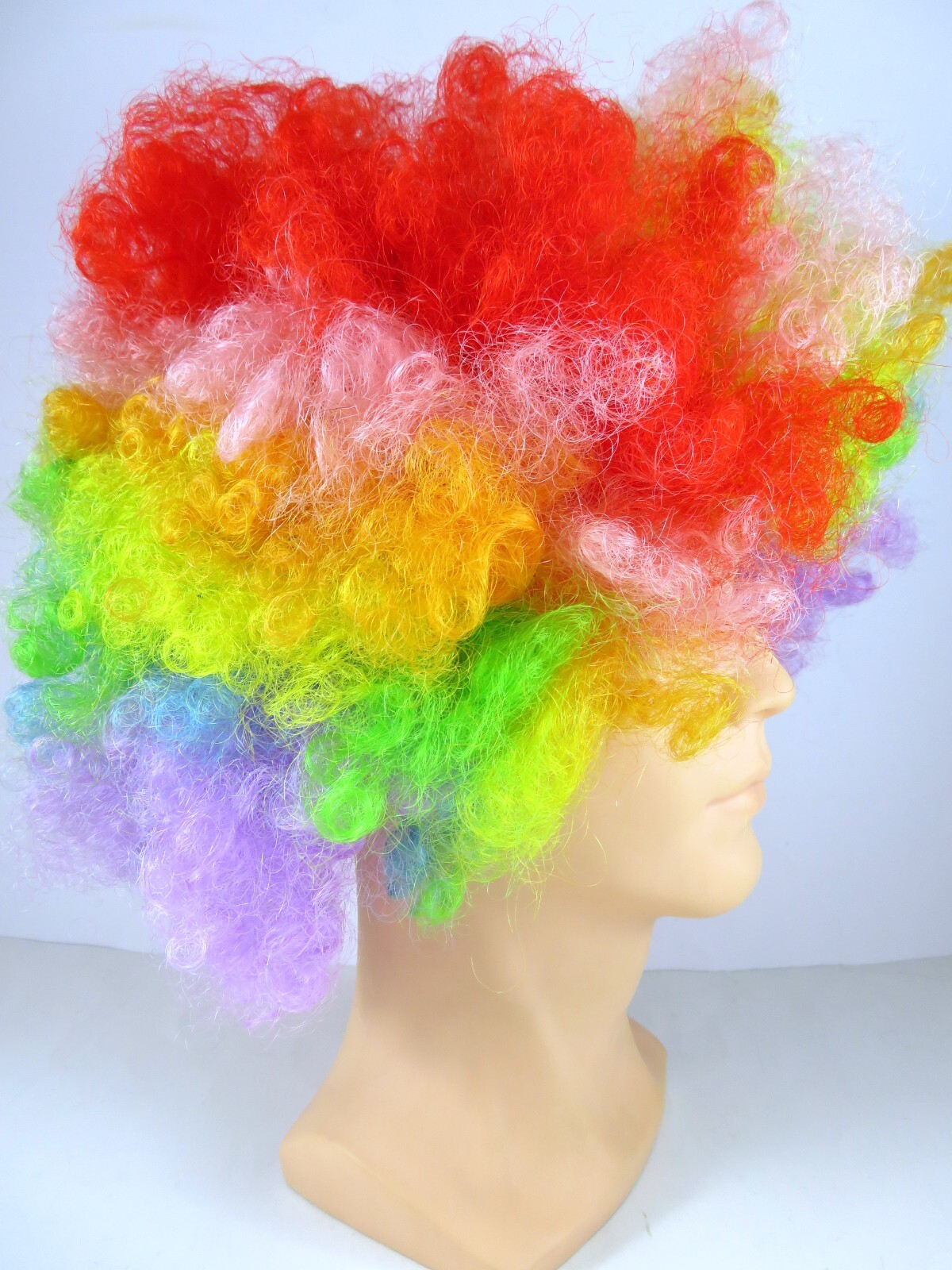 West Bay Vintage Professional Clown Wig Multi-Colors Kanekalon And Red Bowtie