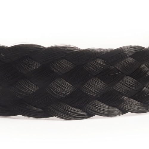 Wide Messy Braided Headband With Teeth Synthetic Hair Plaited 1.5cm dark brown