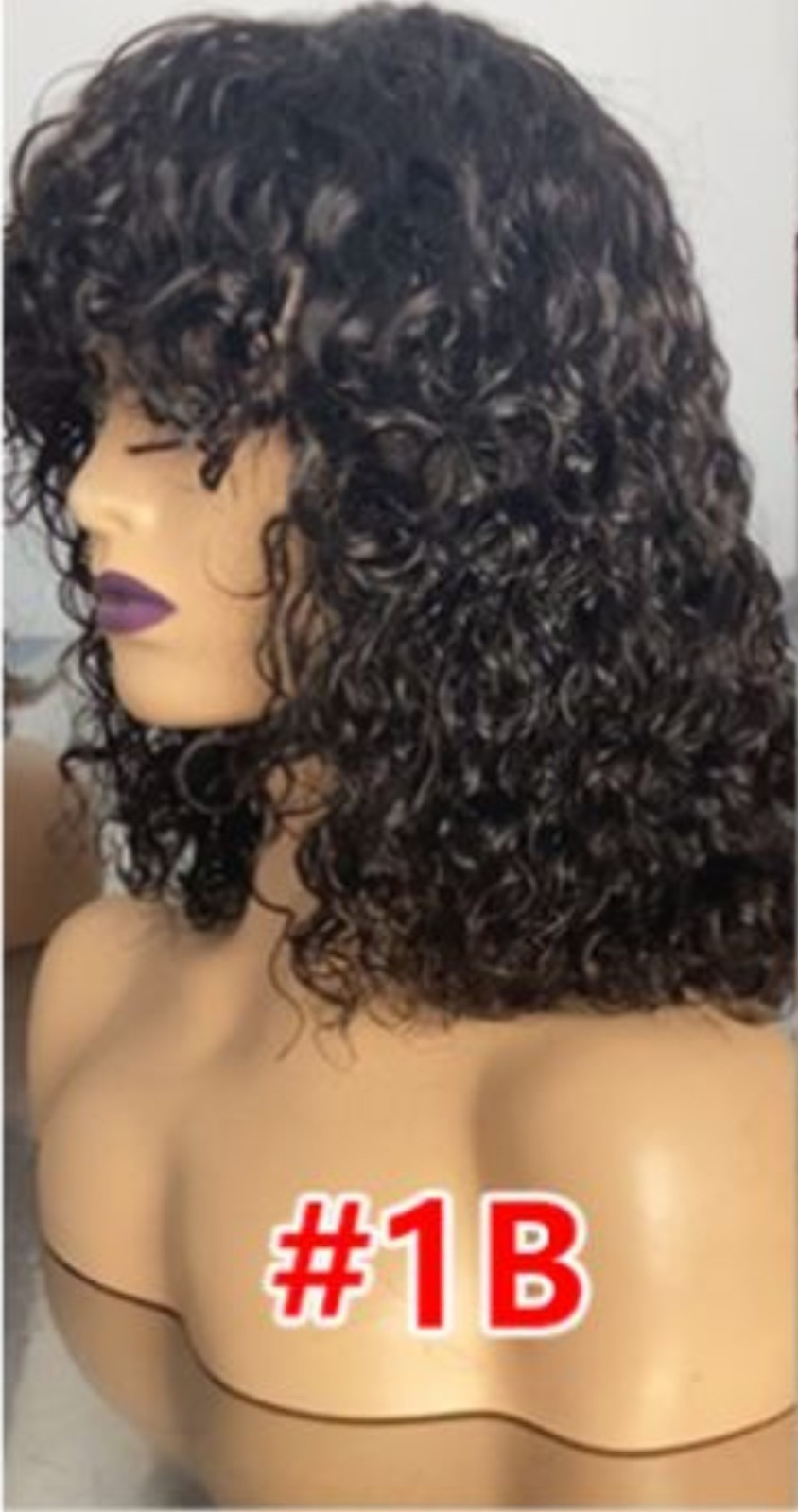 Curly Hair Wig #1B Women Natural Curly Texture Full Wig for Women Natural Style