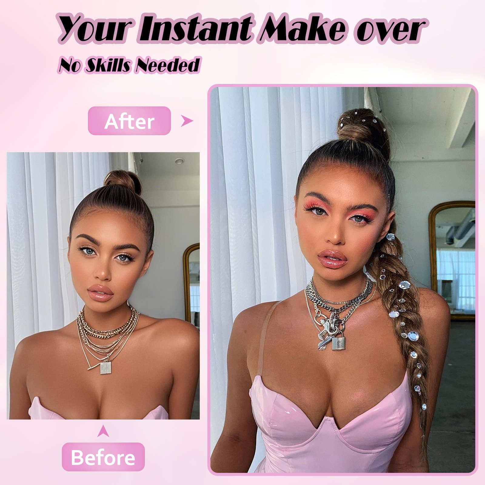 Long Braid Ponytail Extension with Hair Tie DIY Wrap Around Synthetic Hairpie…