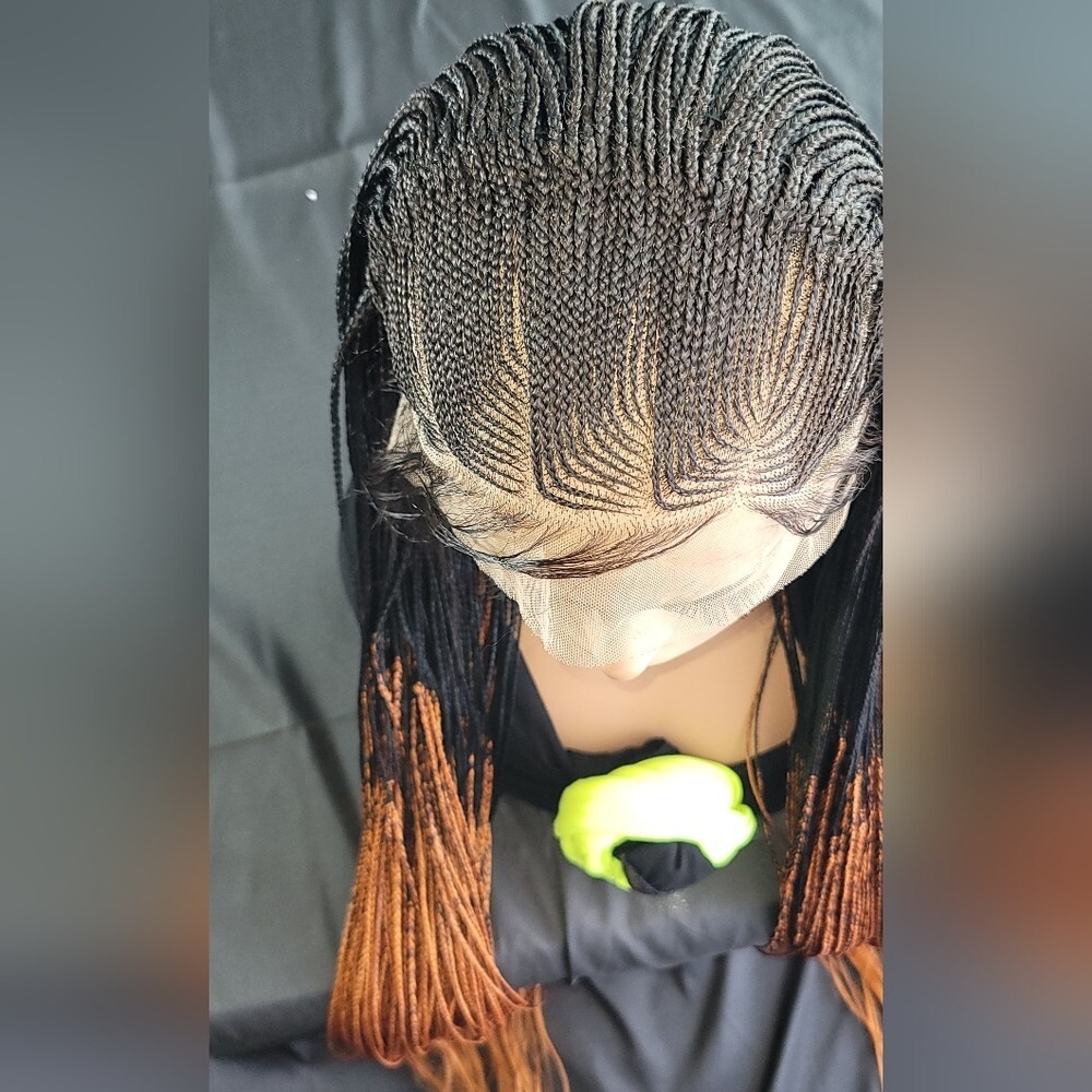 Braided Wig Micro Braids Black #350 Ombre Lace Front Glueless 54″ Extra Long NWT