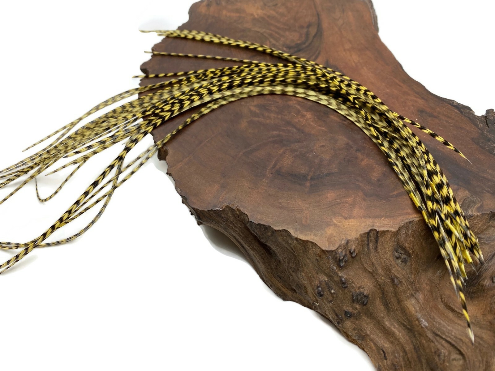 1 Piece – Pale Yellow Thin Long Grizzly Whiting Rooster Hair Extension Feathers