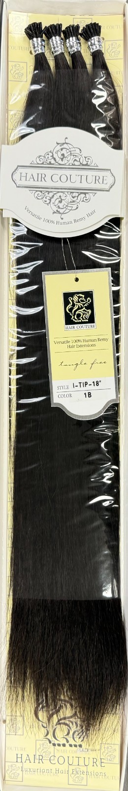 Hair Couture Versatile Human Remy Hair 18″ I-Tip Extensions 120pcs #1B Off-Black