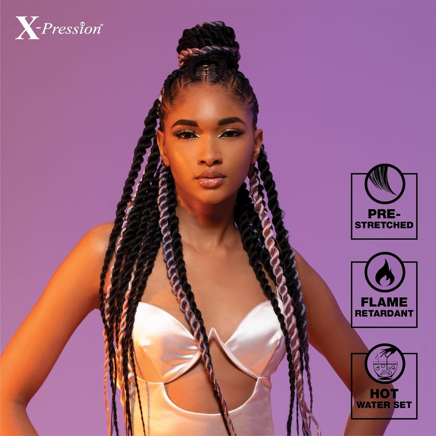 X-pression 58″ Blue Flame Retardant Kanekalon Braiding Hair for Stylish Twists