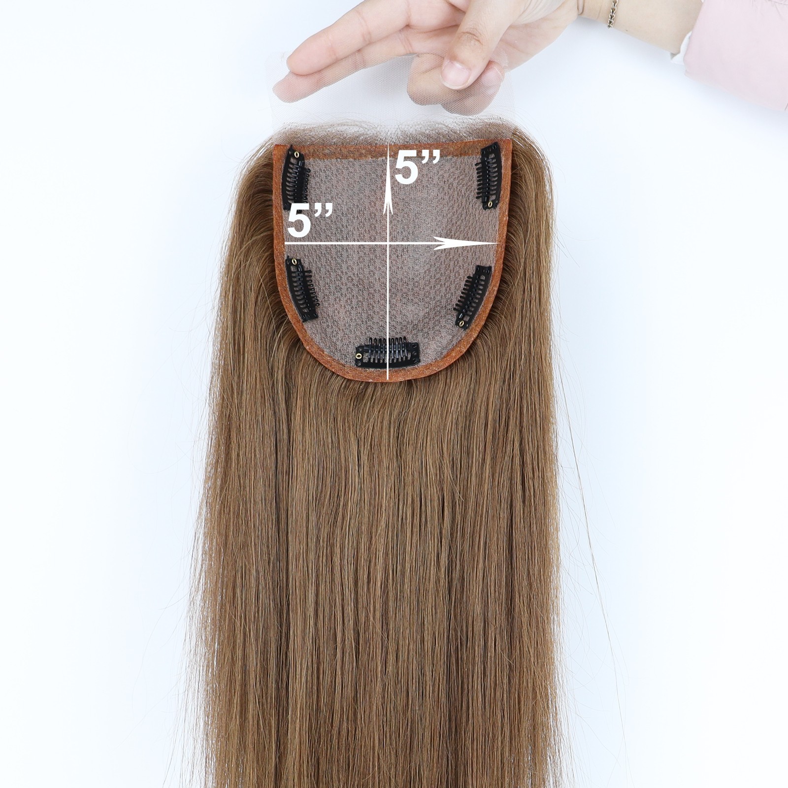 Silk Base Real Human Hair Topper #30 Auburn Remy Hair Lace Closure For Woman