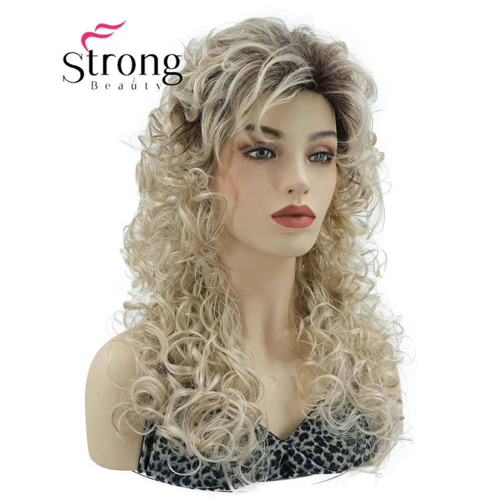 Women Ombre Blonde Brown Curly Wigs None Lace Fashion Blonde Wigs Heat Resistant