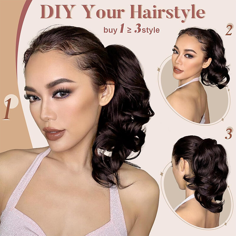 Bendable Claw Clip Ponytail Messy Bun Hair Piece Short Updo Extensions Natural