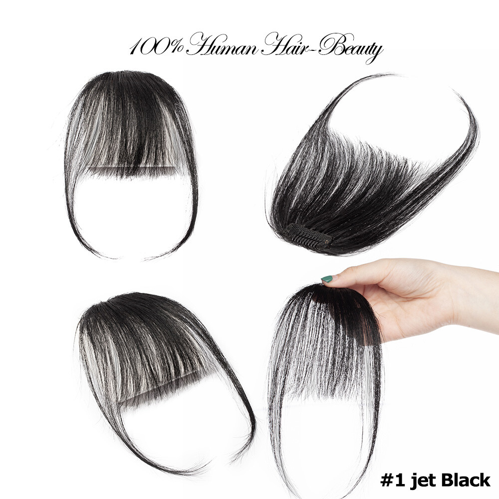 Flat Wispy Air Fringe With Temples 100% Remy Human Hair Bangs Clip In Beauty US